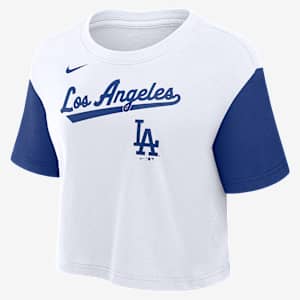 Los Angeles Dodgers Script Women's Nike Dri-FIT MLB Cropped T-Shirt