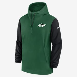 New York Jets Sideline Pre-Game Player Men's Nike NFL 1/2-Zip Hooded Jacket