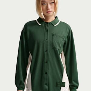 나이키 스포츠웨어 여성 오버사이즈 버튼 다운 저지 탑