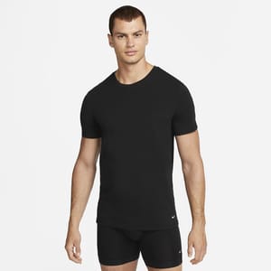 Camiseta interior con cuello redondo y ajuste entallado para hombre Nike Dri-FIT Essential Cotton Stretch (paquete de 2)
