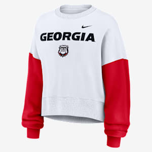 Sudadera de cuello redondo sin cierre universitaria Nike para mujer Georgia Bulldogs Primetime