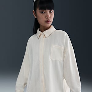 Nike Sportswear Women's Oversized Jacquard Striped Button-Down Shirt