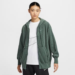 เสื้อมีฮู้ดซิปยาวผ้าฟลีซอุ่นสบายขนาดโอเวอร์ไซส์ผู้หญิง Nike Sportswear Phoenix Plush