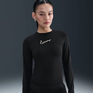 Camisola de manga comprida curta justa Nike Sportswear para mulher