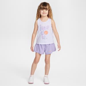 Conjunto de camiseta de tirantes y shorts para niños talla pequeña Nike Dri-FIT Sunny Swoosh