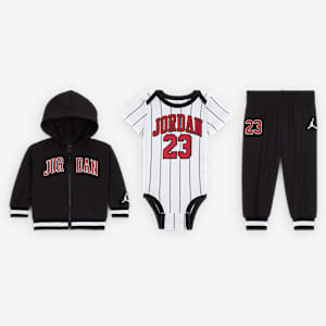 Conjunto de 3 piezas con sudadera con gorro estilo jersey 23 de cierre completo para bebé (de 3 a 6 meses) Jordan