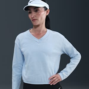 Playera de golf de manga larga de cuello en V para mujer Nike