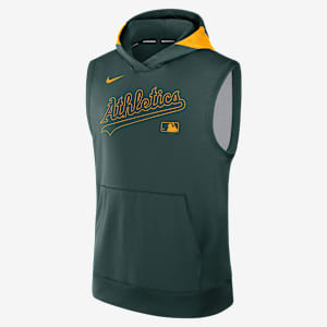 Sudadera con gorro sin cierre ni mangas Nike Dri-FIT de la MLB para hombre Athletics Authentic Collection