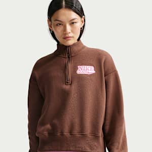 Nike Sportswear Part superior amb cremallera d'un quart oversized de teixit Fleece - Dona