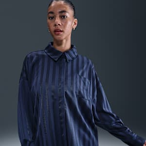 Nike Sportswear Women's Oversized Jacquard Striped Button-Down Shirt