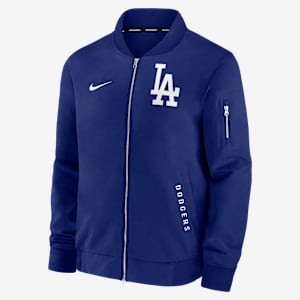 Chamarra bomber Nike de la MLB de cierre completo para hombre Los Angeles Dodgers Authentic Collection Dugout