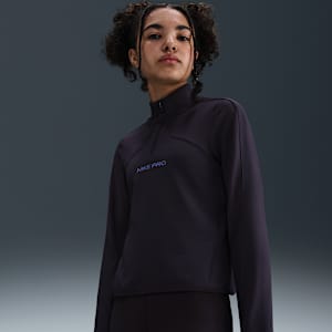 Nike Pro Older Kids' (Girls') Therma-FIT 1/2-Zip Long-Sleeve Top