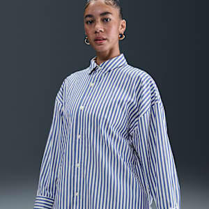 Nike Sportswear Chill Poplin Women's Oversized Striped Button-Down Top