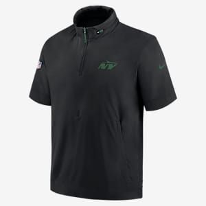 Chamarra de manga corta Nike de la NFL con gorro de medio cierre para hombre New York Jets Sideline Coach