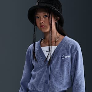 Cárdigan de manga larga de tejido Fleece para niña talla grande Nike Sportswear