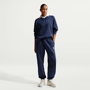 Pants con gráfico de tiro alto oversized para mujer Nike Sportswear Phoenix Fleece
