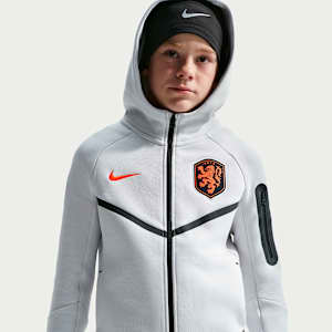 Niederlande Tech Fleece Nike Fußball-Hoodie mit durchgehendem Reißverschluss für ältere Kinder (Jungen)