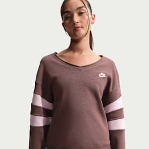 ナイキ スポーツウェア クラブ フリース ウィメンズ オーバーサイズド Vネック スウェットシャツ