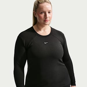 Playera de manga larga de tela de canalé ajustada para mujer (talla grande) Nike Sportswear Chill Knit