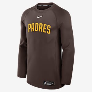 Sudadera de cuello redondo sin cierre Nike Dri-FIT de la MLB para hombre San Diego Padres Authentic Collection Game Time