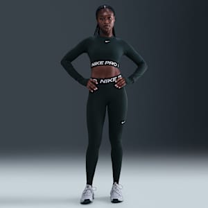 Nike Pro Women's Mid-Rise Mesh-Paneled Leggings