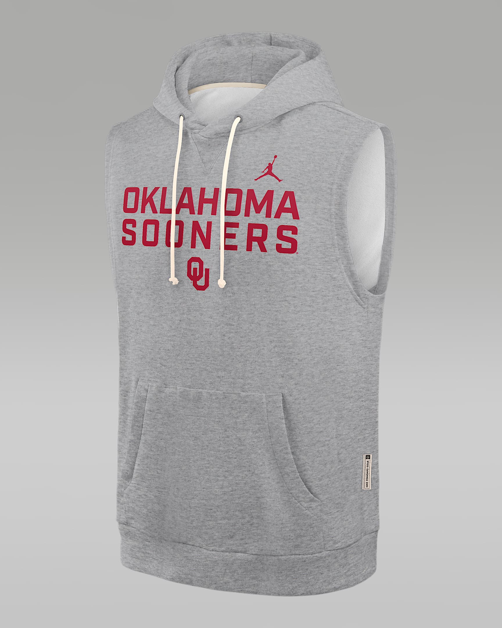 Sudadera con gorro sin cierre sin mangas universitaria marca Jordan Dri-FIT para hombre Oklahoma Sideline - Gris oscuro jaspeado