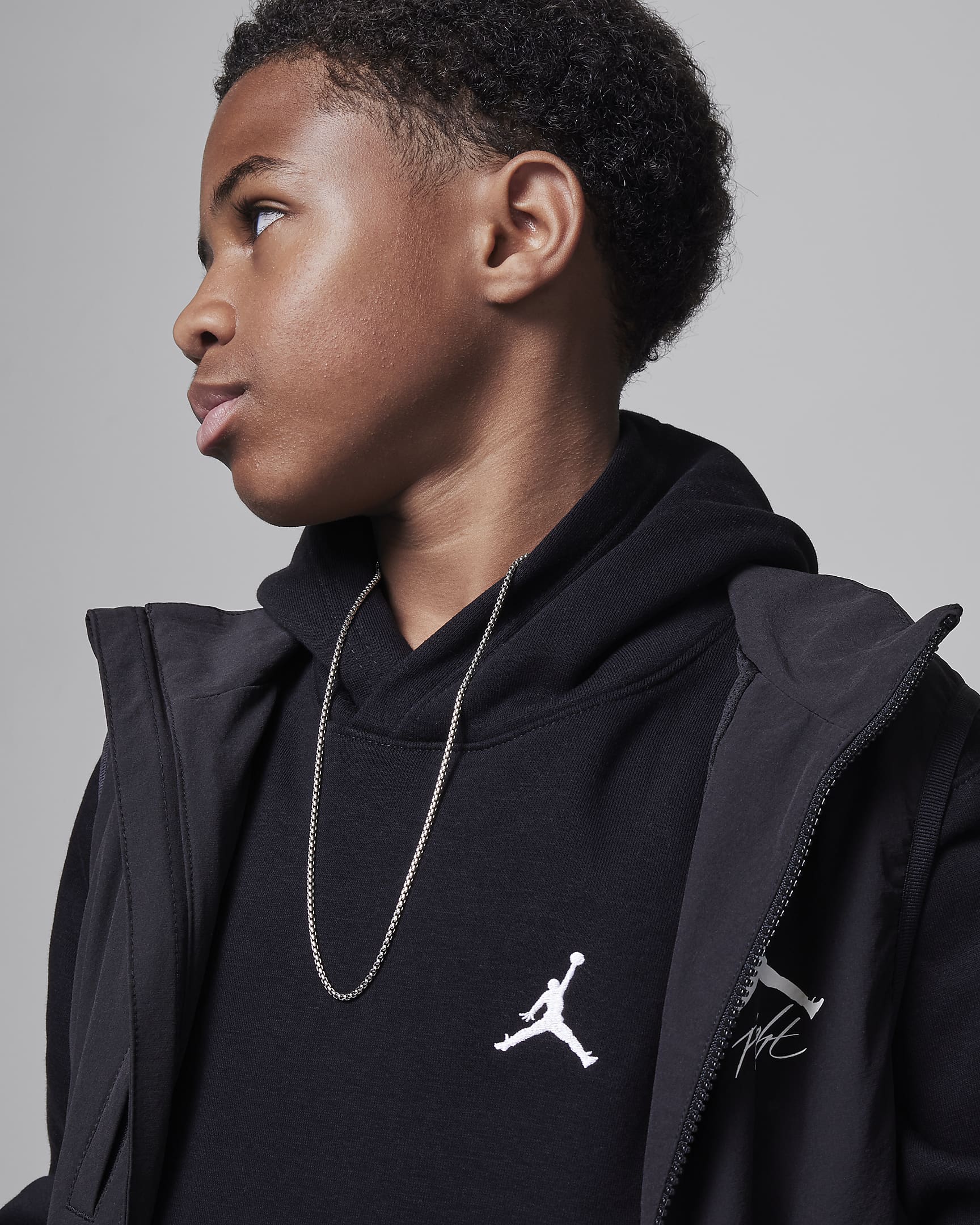 Jordan MJ Brooklyn Older Kids' Fleece Pullover Hoodie - Black