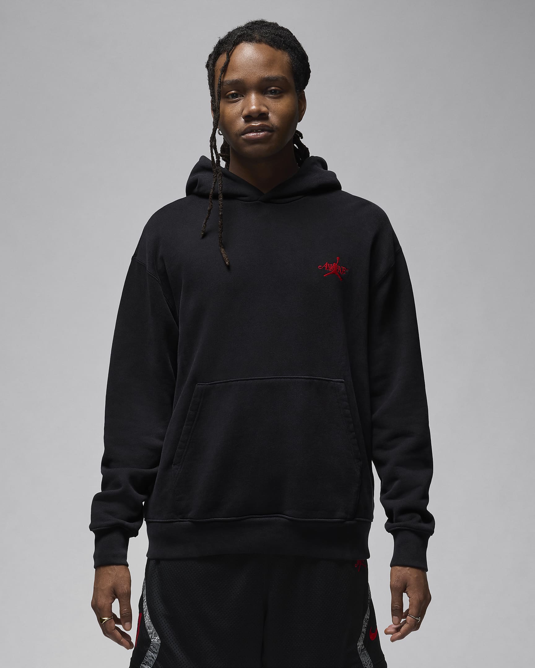 Jordan x Awake NY Men's Fleece Hoodie - Black/Sail/University Red