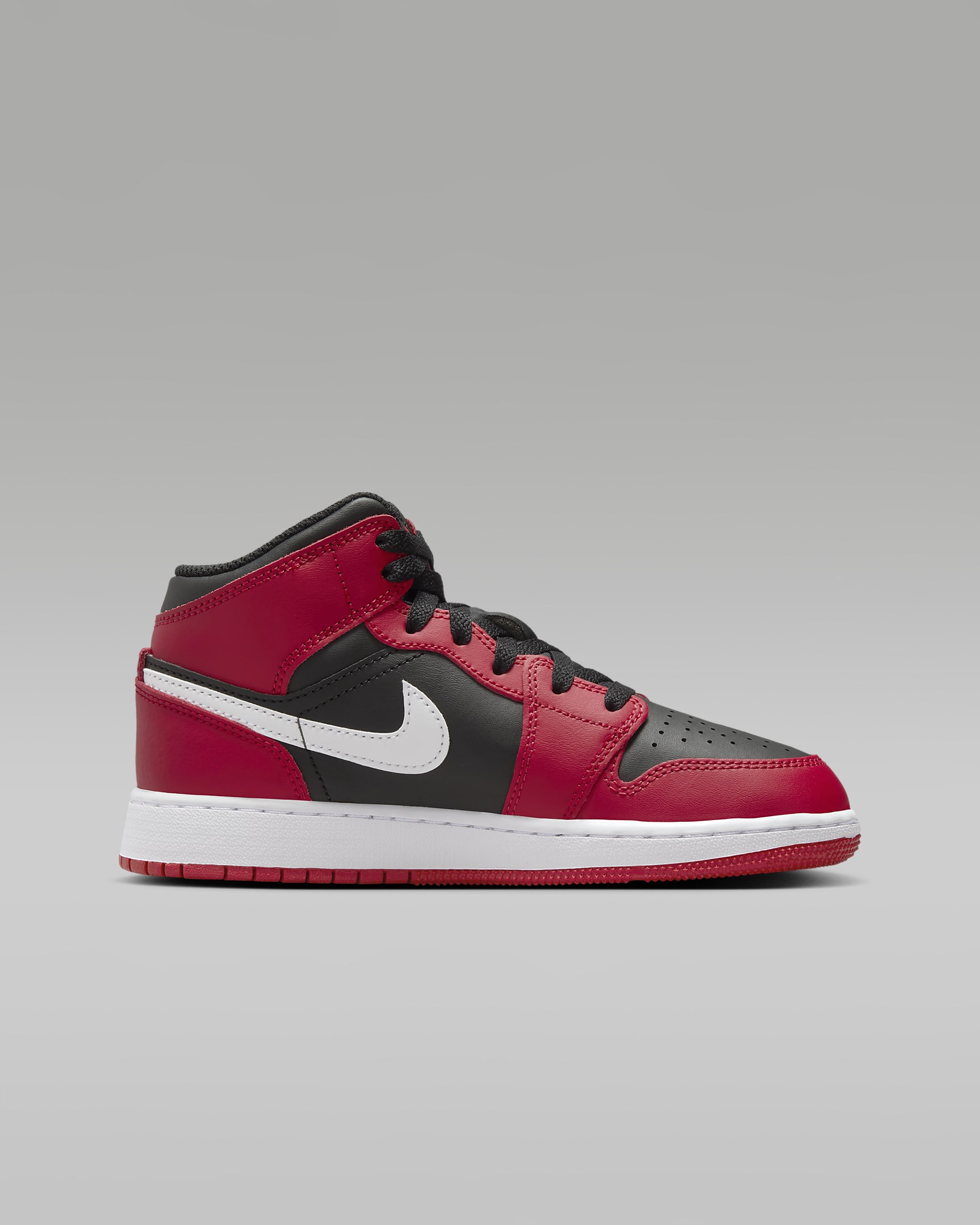 Air Jordan 1 Mid Older Kids' Shoes - Black/Gym Red/White