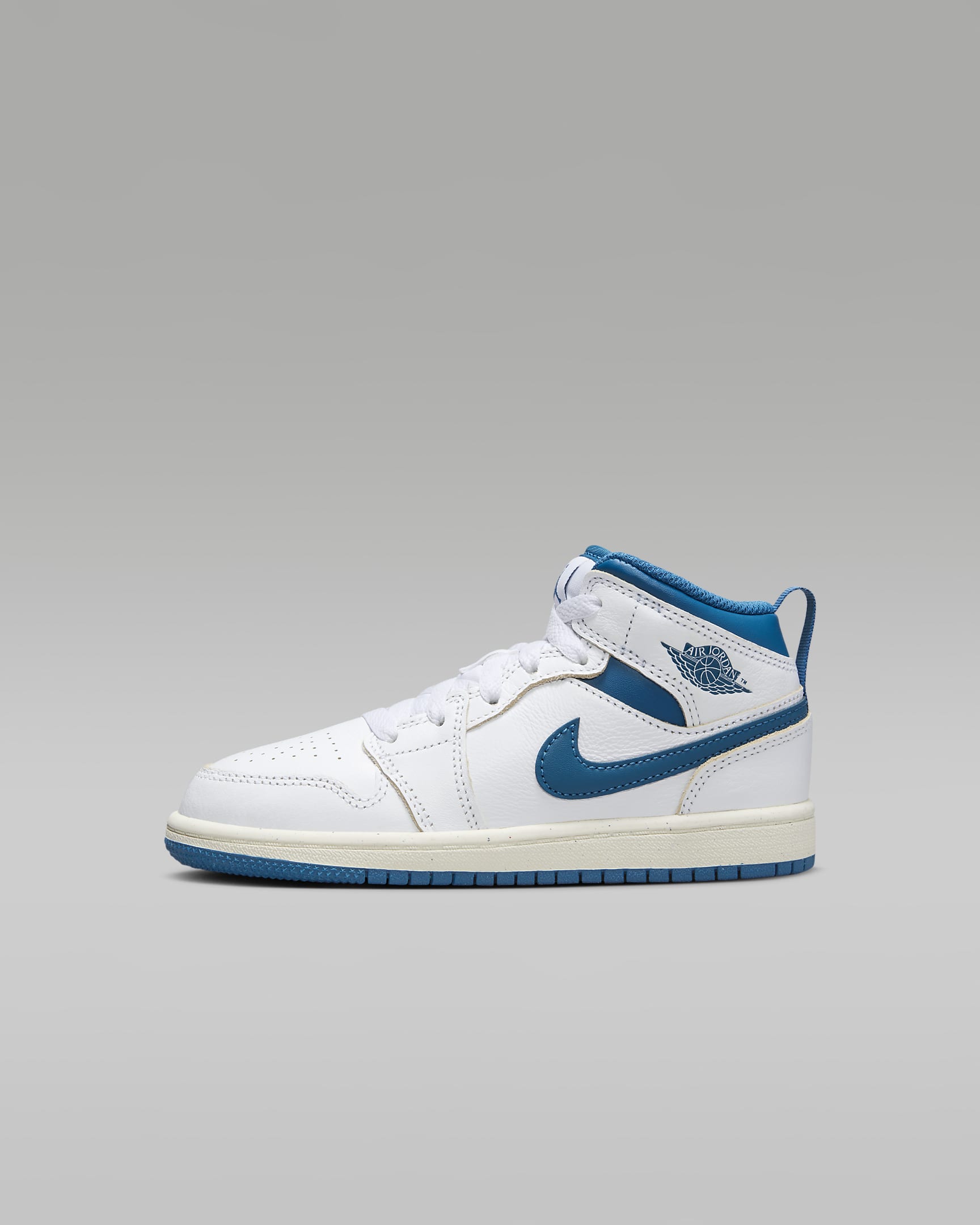 Calzado para niños de preescolar Jordan 1 Mid SE - Blanco/Vela/Azul industrial