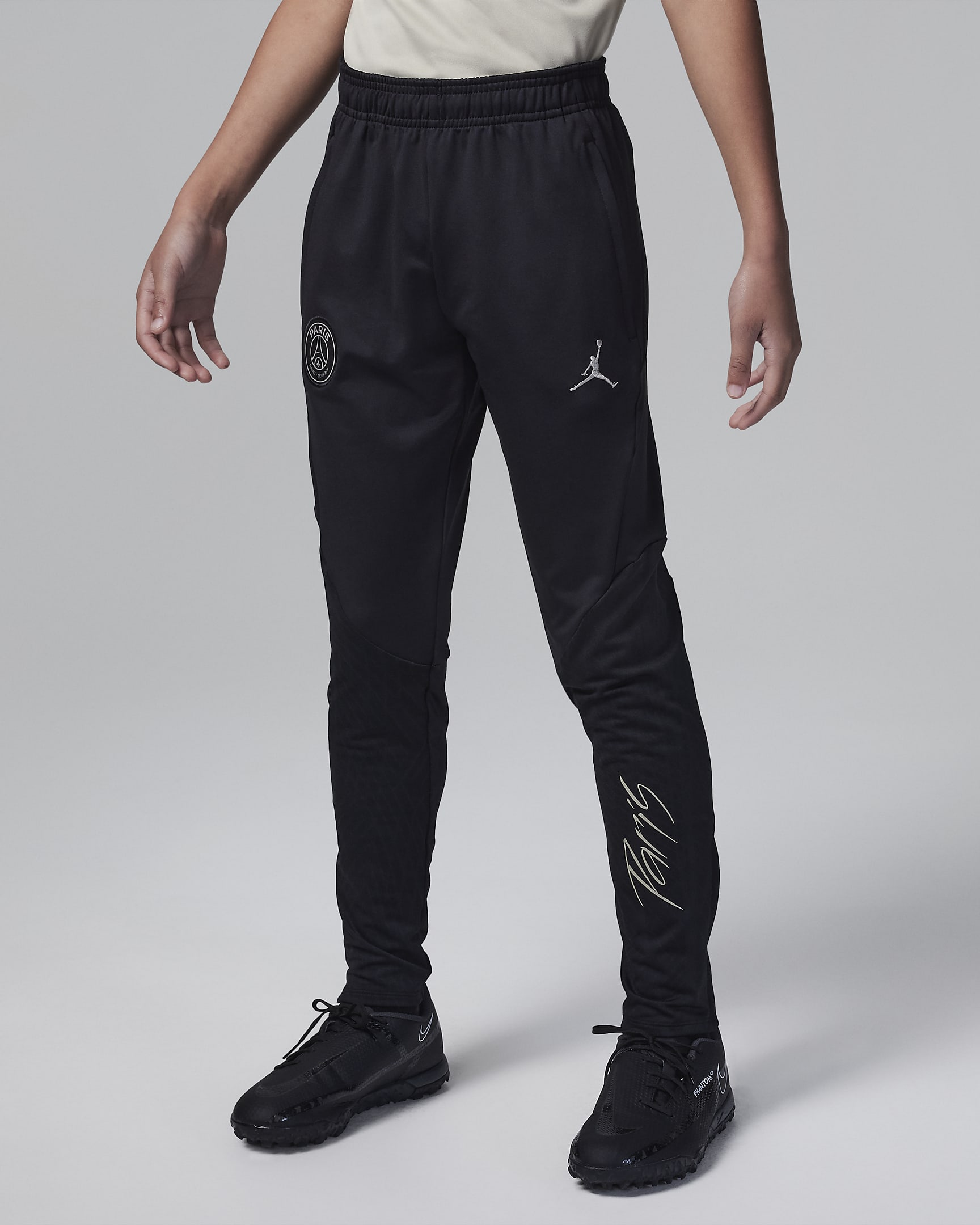 Pantalon de foot en maille Jordan Dri-FIT Paris Saint-Germain Strike 3e tenue pour ado - Noir/Noir/Stone