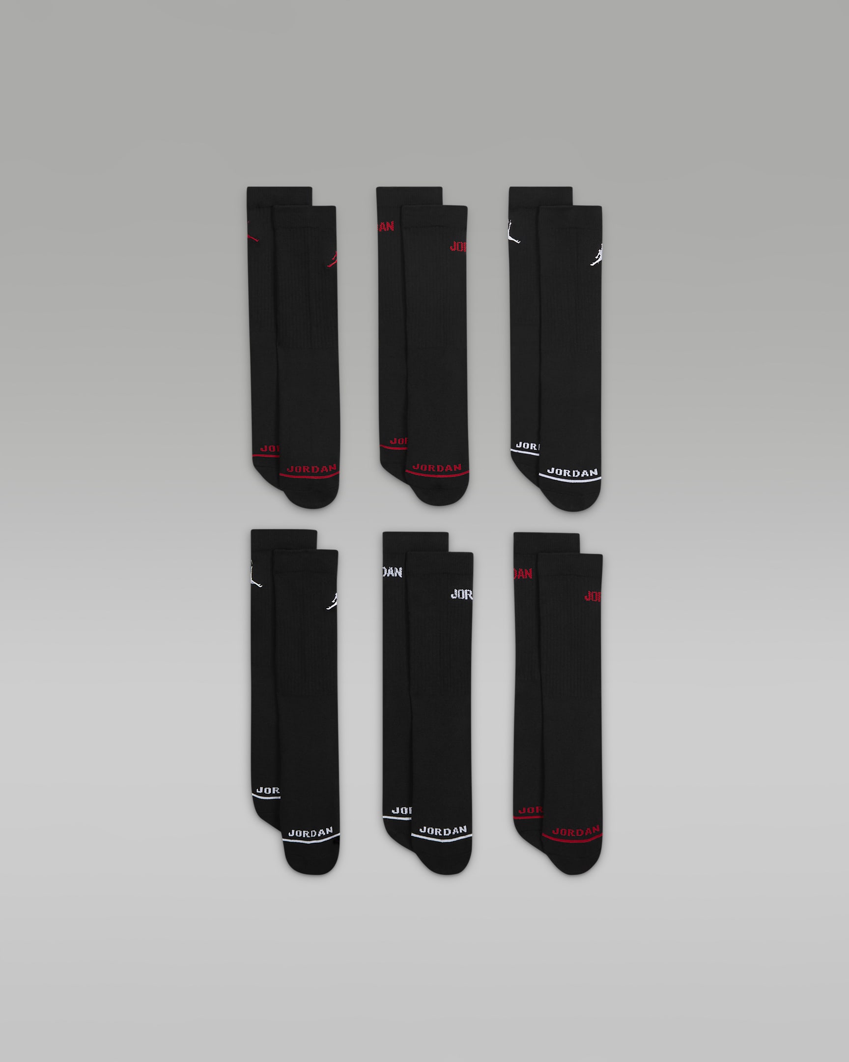 Jordan Legend Big Kids' Crew Socks (6 Pairs) - Black