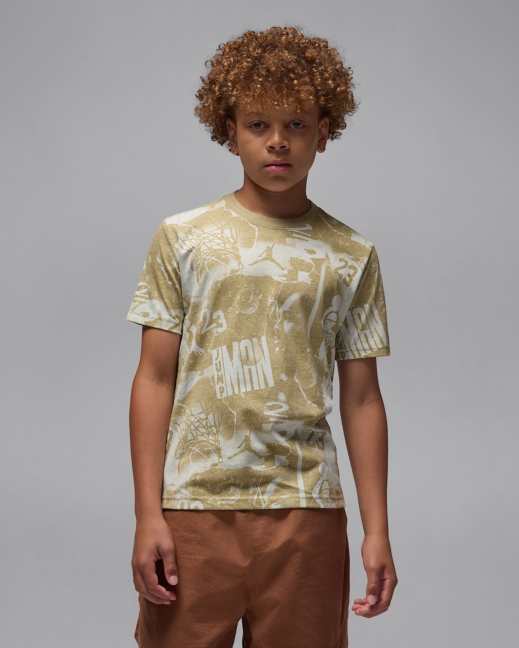 Jordan Big Kids' 23 Collage T-Shirt - Medium Khaki