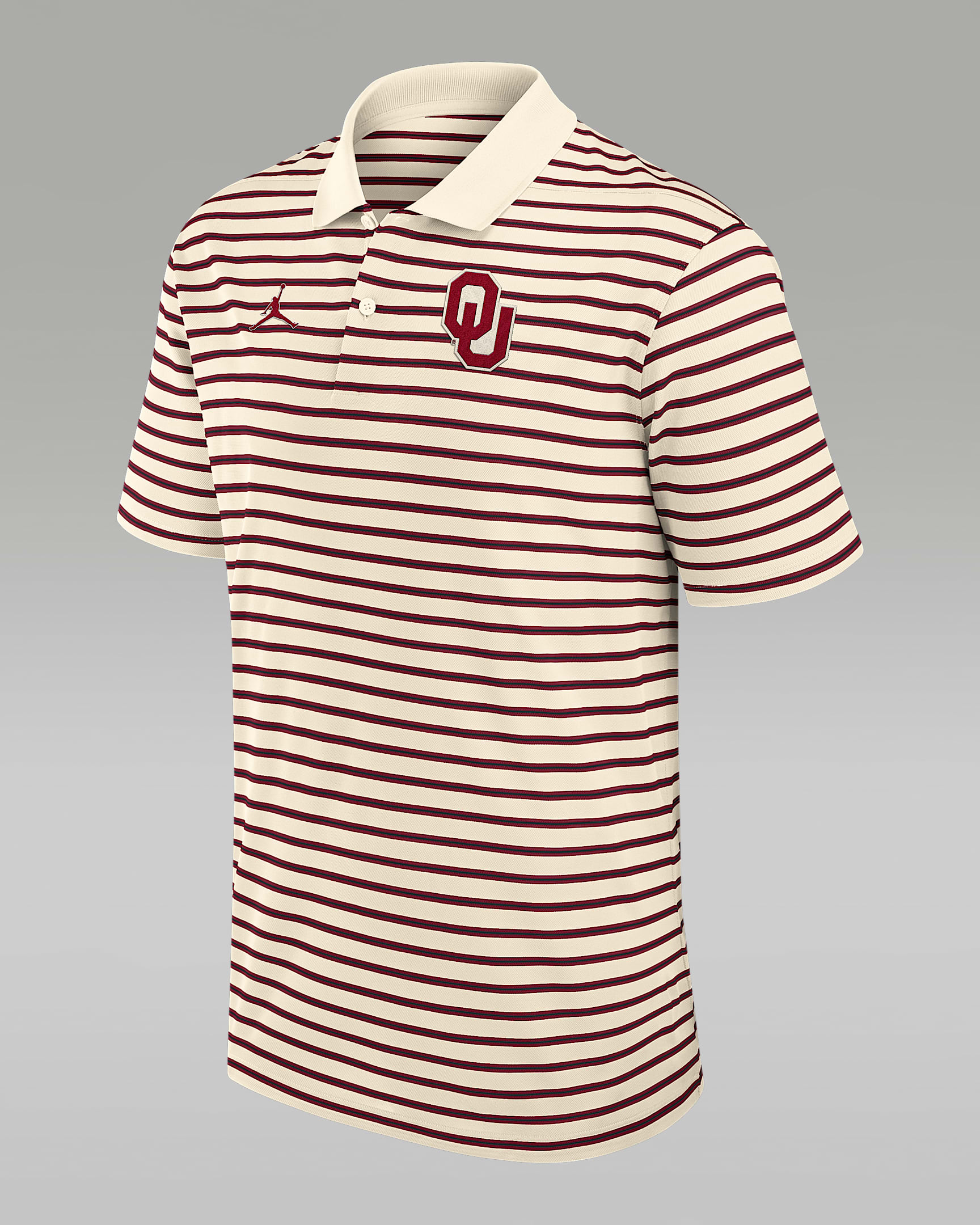Oklahoma Striped Men's Jordan Brand Dri-FIT College Polo - Tan/Beige