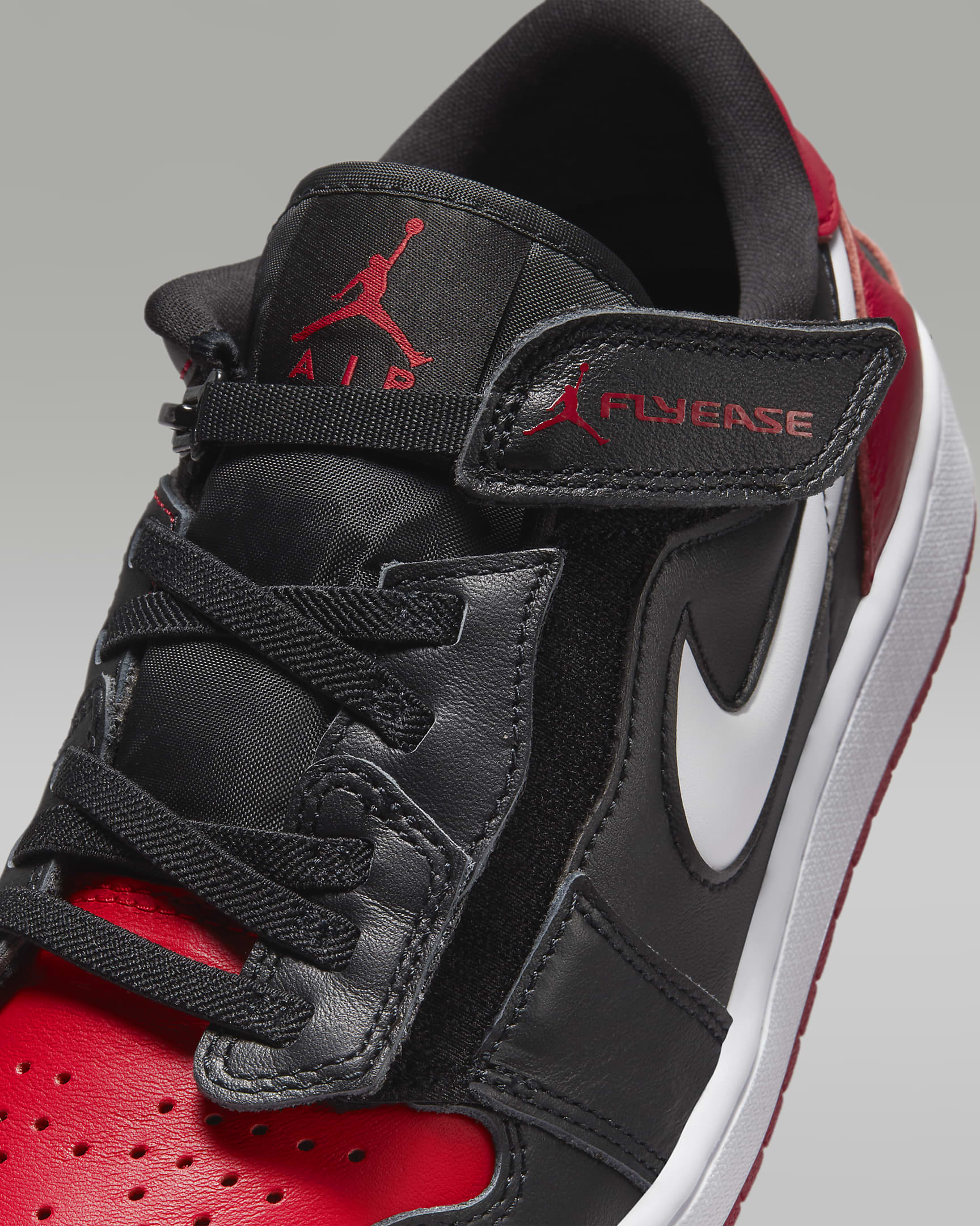 Air Jordan 1 Low FlyEase Men's Easy On/Off Shoes - Black/White/Gym Red