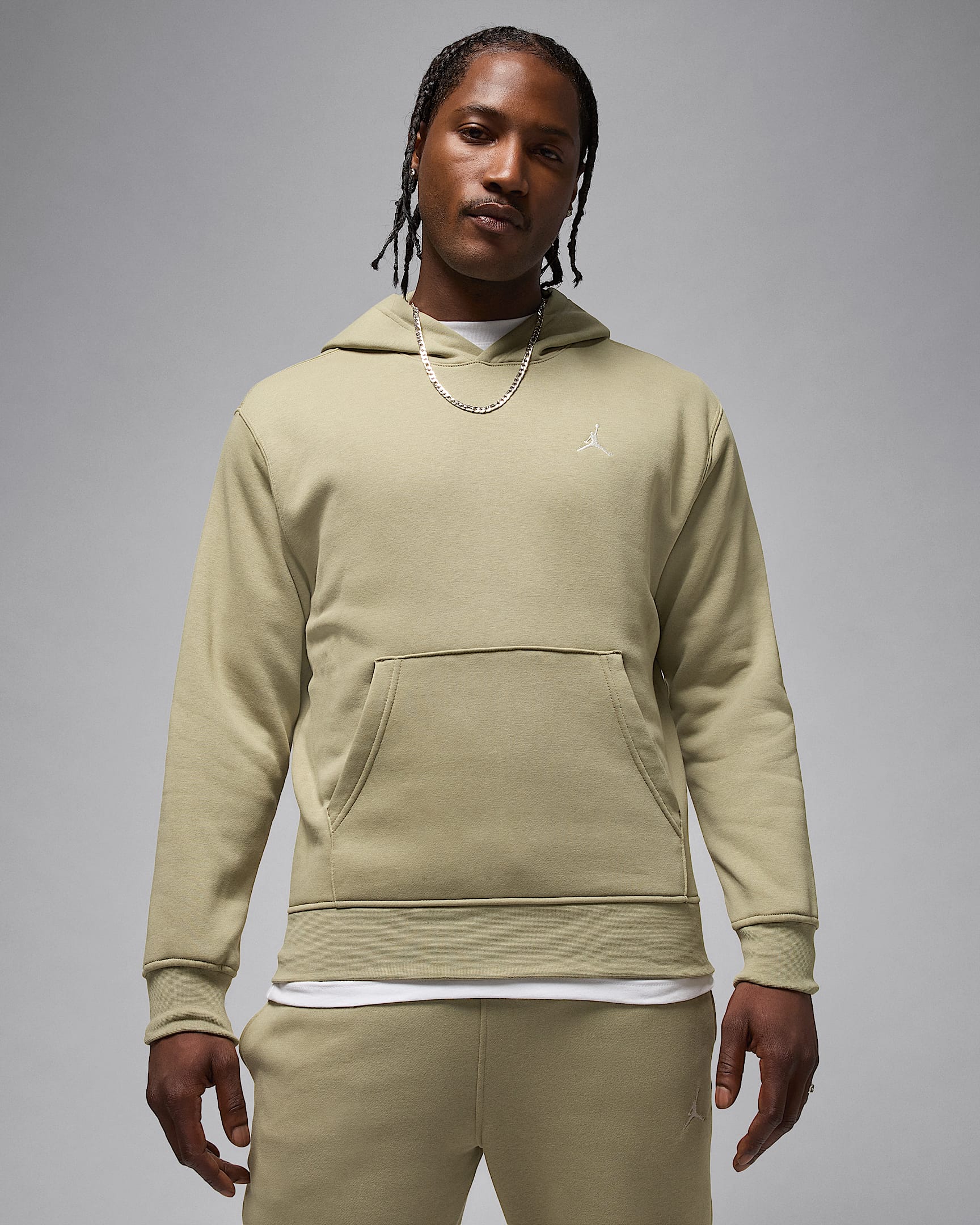 Jordan Brooklyn Fleece Men's Pullover Hoodie - Medium Khaki/Sail