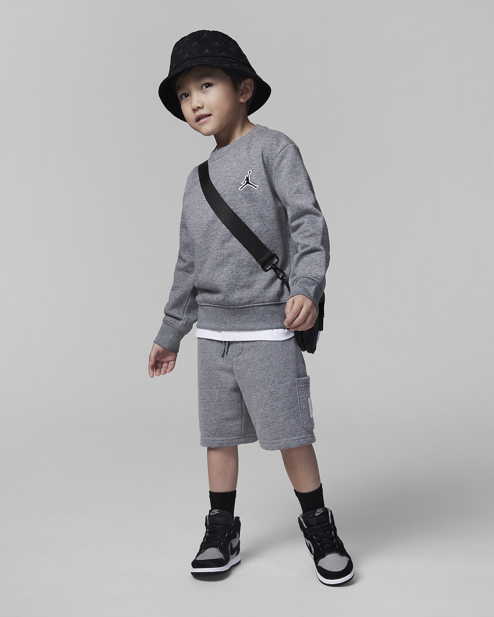 Jordan Essentials French Terry Crew Little Kids' Top - Carbon Heather