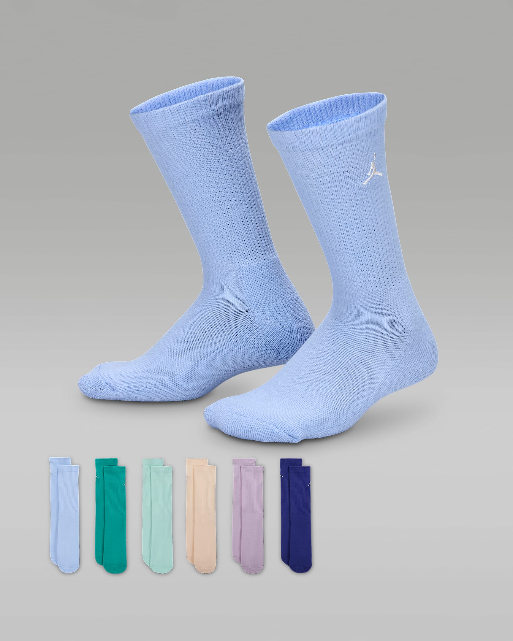 Jordan Everyday Essentials Big Kids' Crew Socks (6 Pairs) - Aluminum