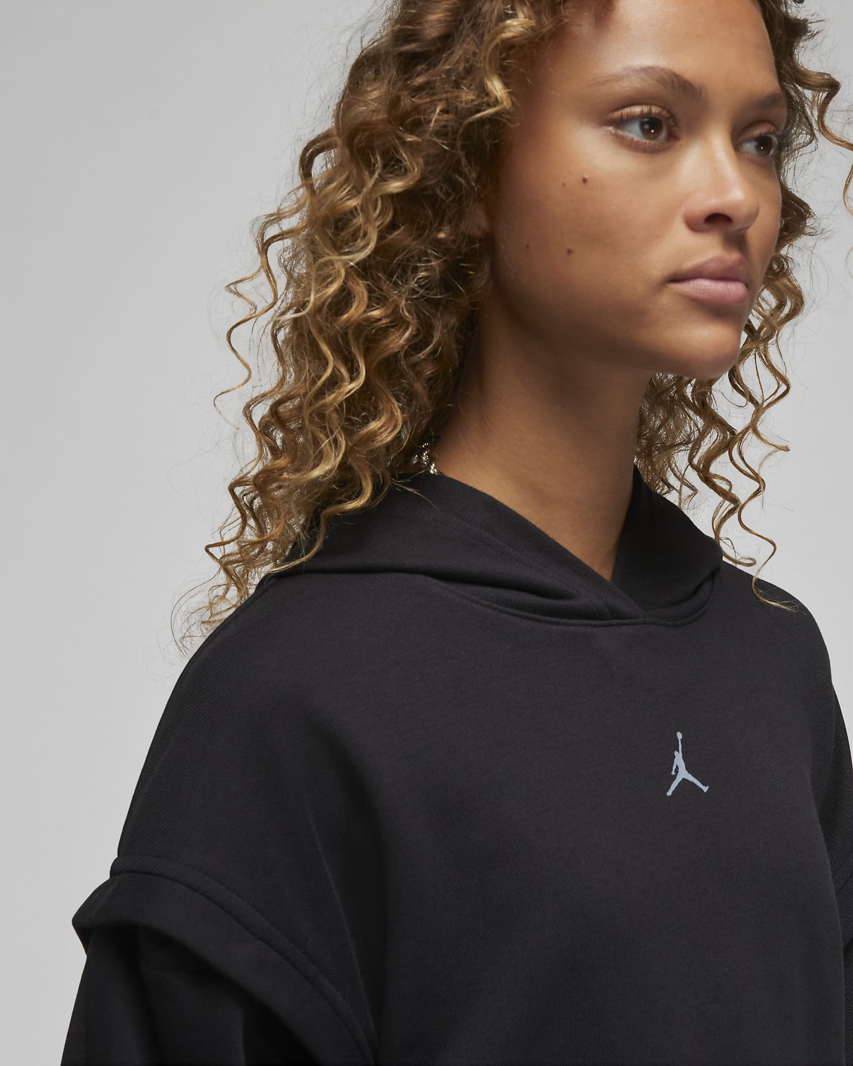 Hoodie de lã cardada Jordan Sport para mulher - Preto/Stealth