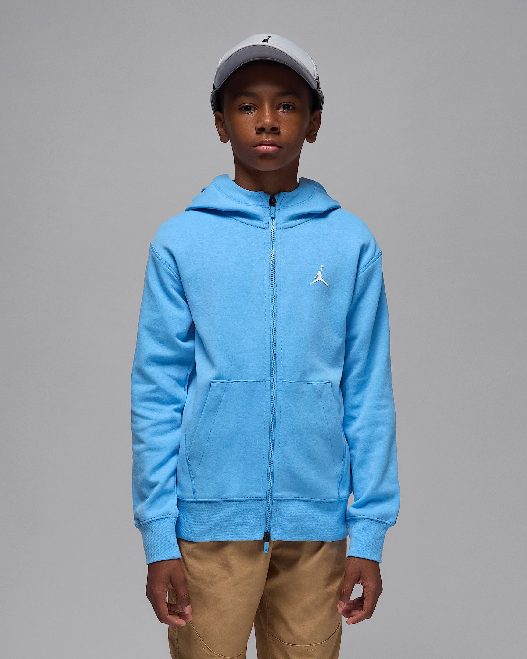 Sudadera con gorro Statement Hoop Fleece de cierre completo para niños talla grande Jordan Dri-FIT Sport - Azul universitario