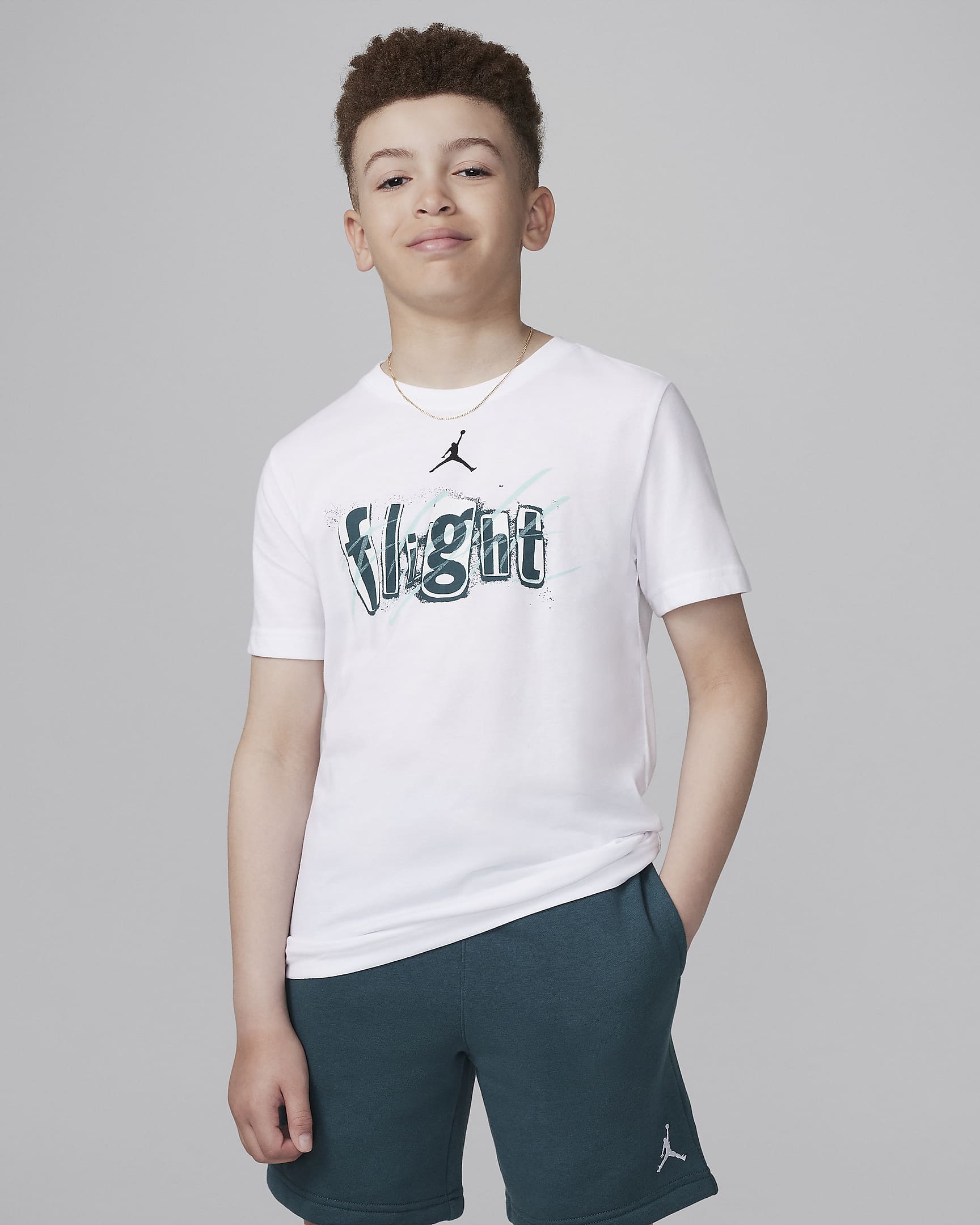 Playera Flight Team para niños talla grande Jordan - Blanco