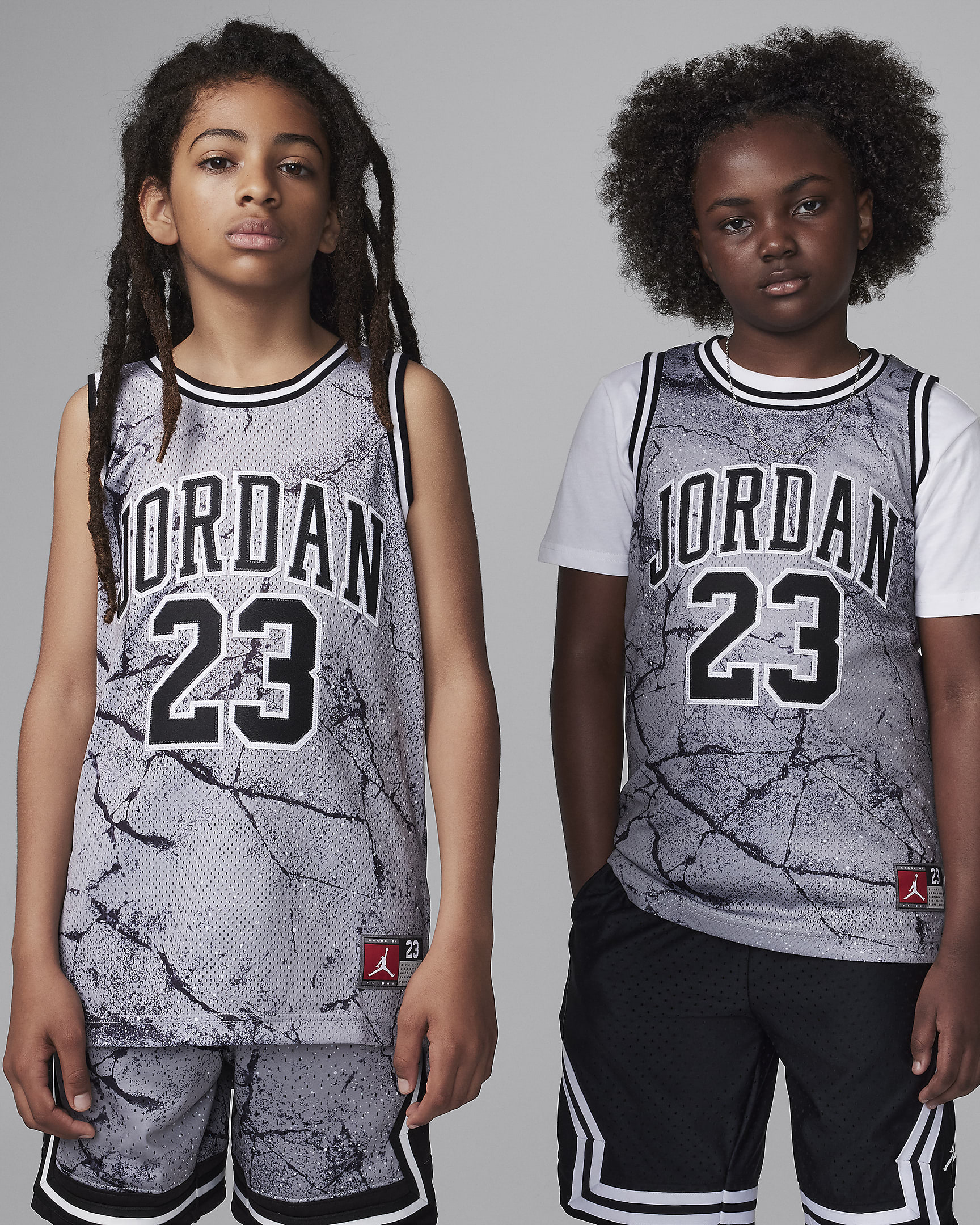 Jordan 23 Striped Jersey Older Kids' Top - Cement Grey