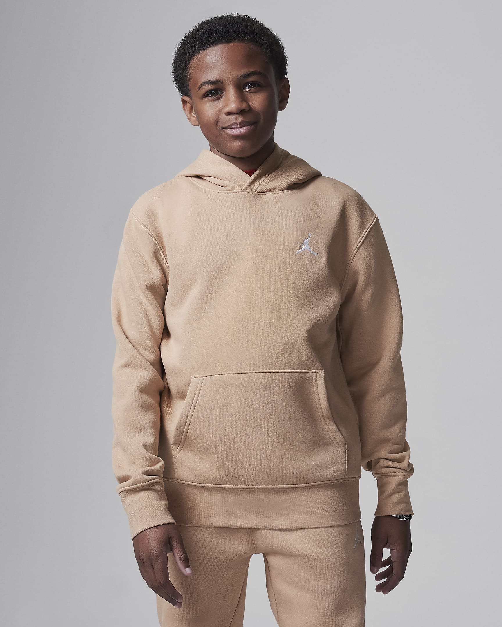 Jordan MJ Brooklyn Big Kids' Fleece Pullover Hoodie - Hemp