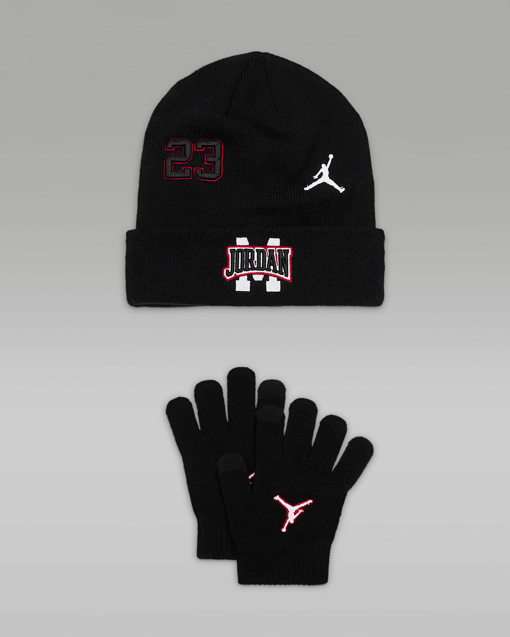 Jordan Big Kids' Patch Beanie 2-Piece Set - Black