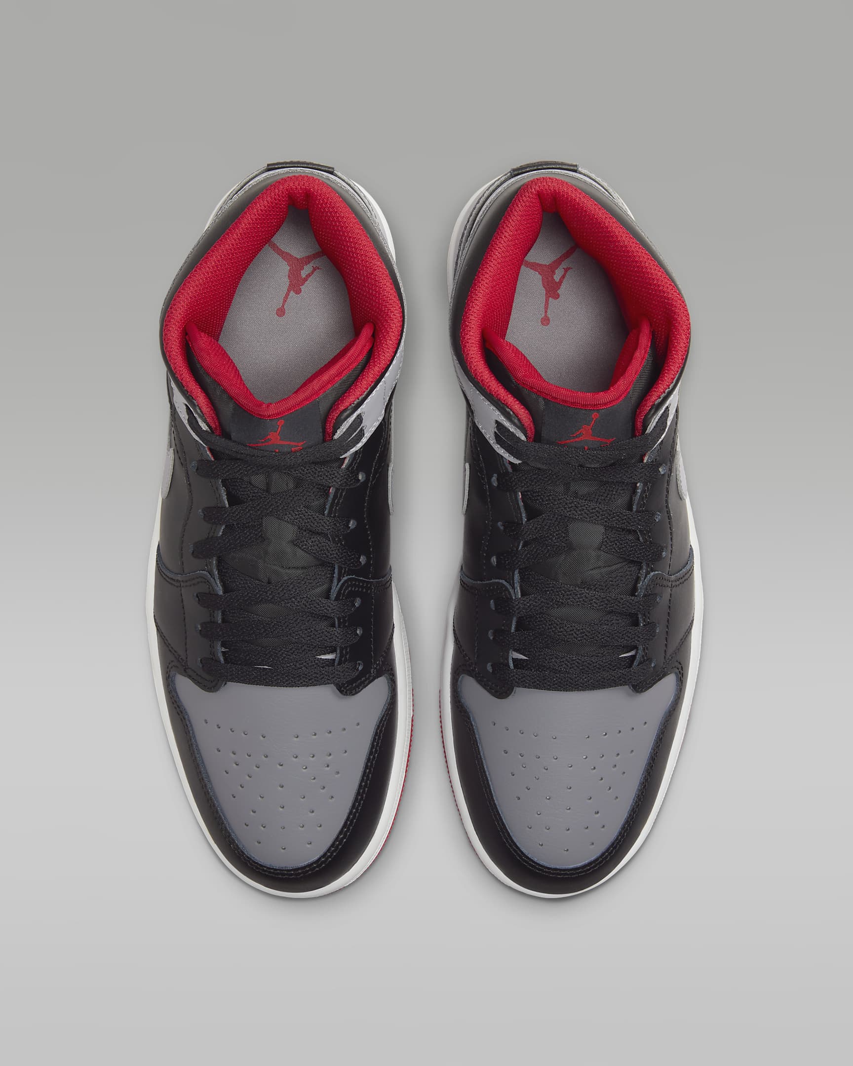 Air Jordan 1 Mid Men's Shoes - Black/Fire Red/White/Cement Grey