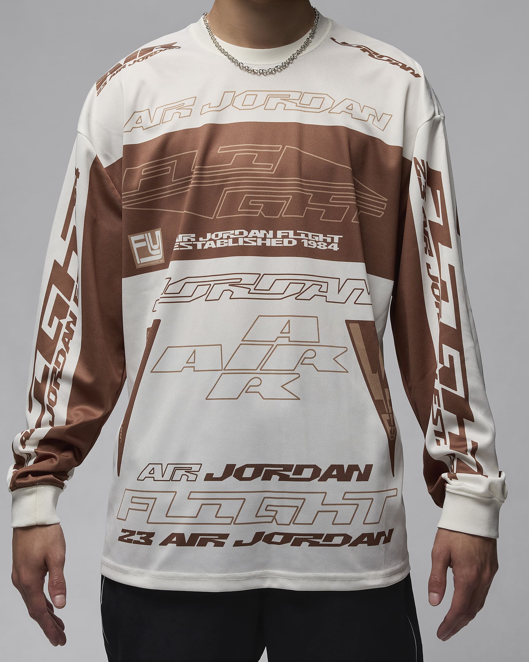 Jordan MVP Men's Printed Long-Sleeve Top - Sail/Archaeo Brown/Sail