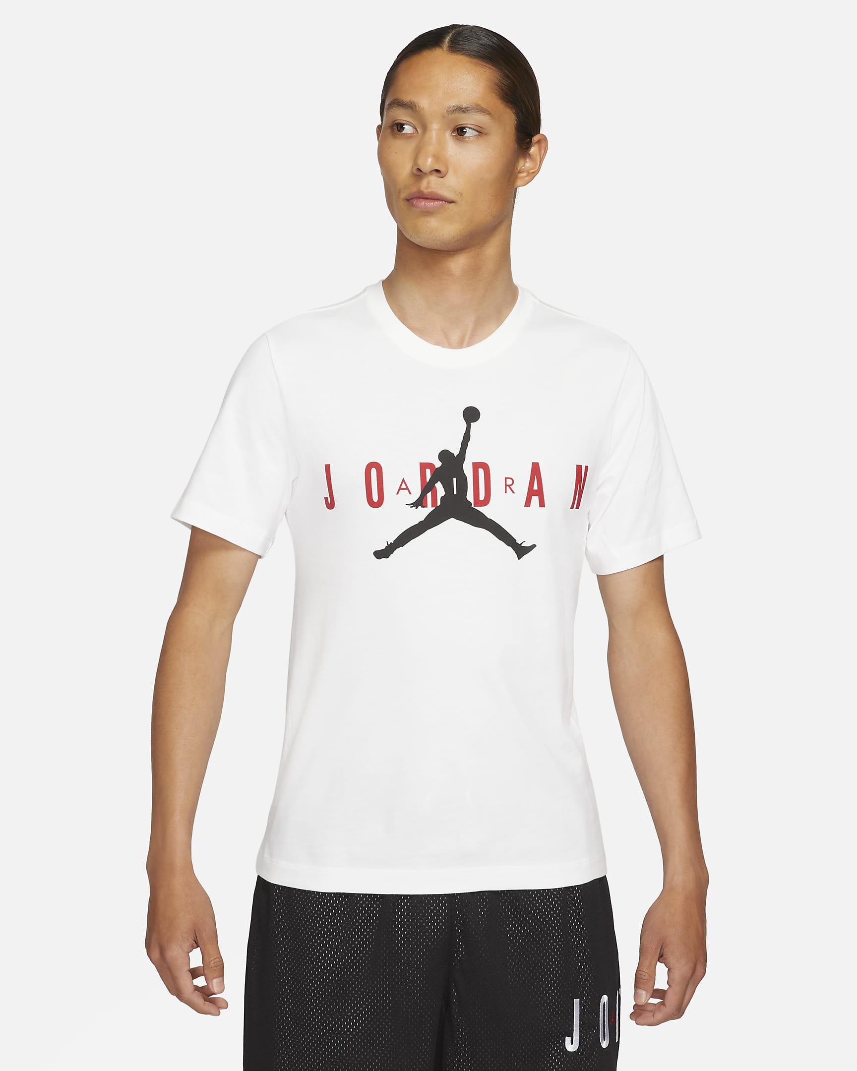 Playera para hombre Jordan Air Wordmark - Blanco/Rojo gimnasio/Negro