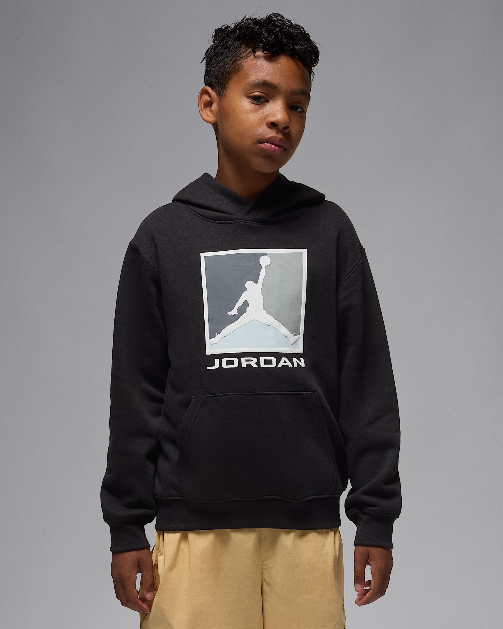 Jordan Essentials Older Kids' Fleece Baseline Pullover Hoodie - Black
