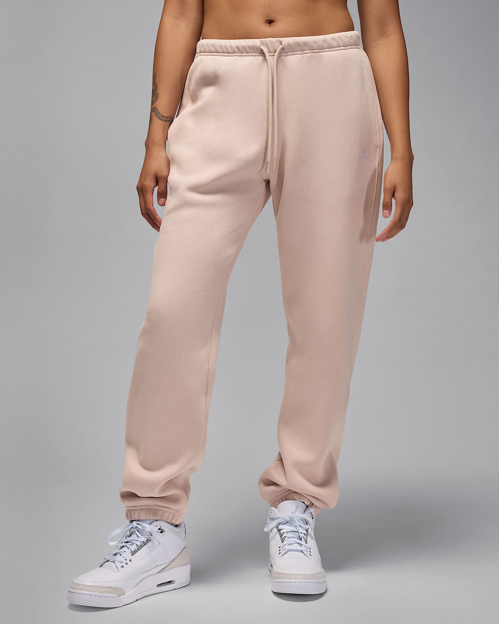 Byxor Jordan Brooklyn Fleece för kvinnor - Fossil Stone/Vit