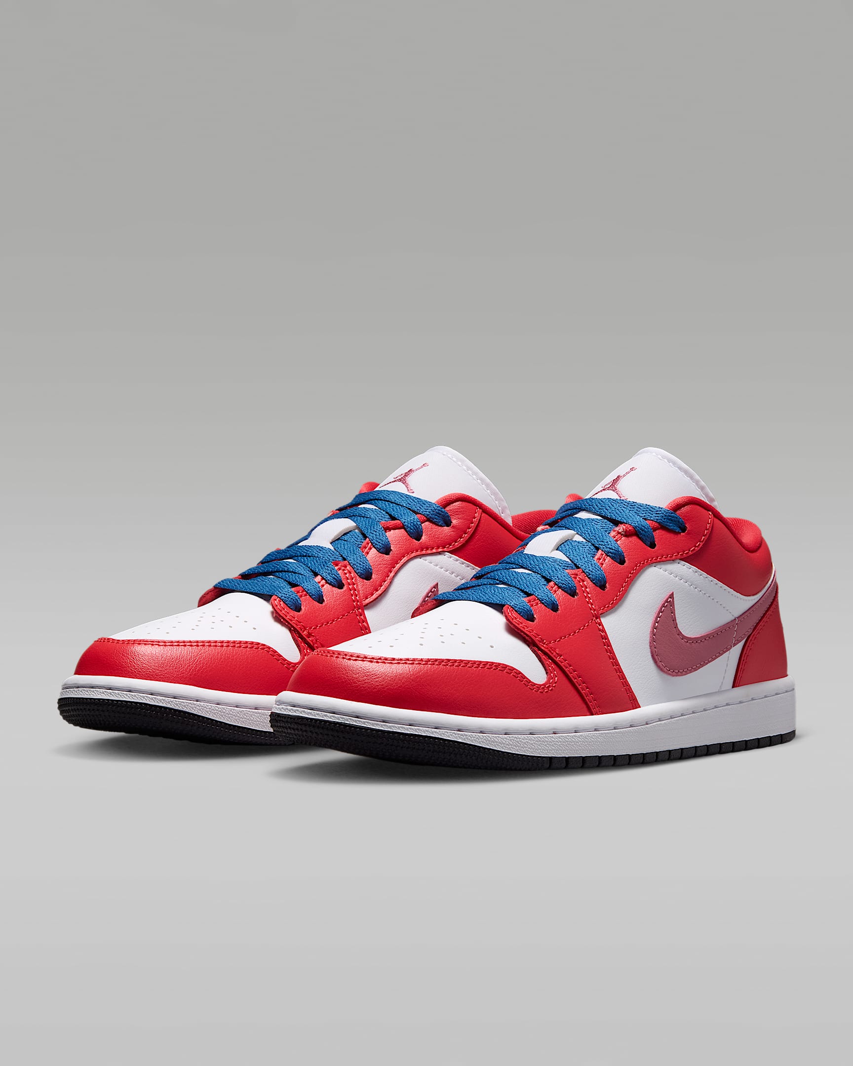 Air Jordan 1 Low Women's Shoes - Track Red/White/Desert Berry/True Blue